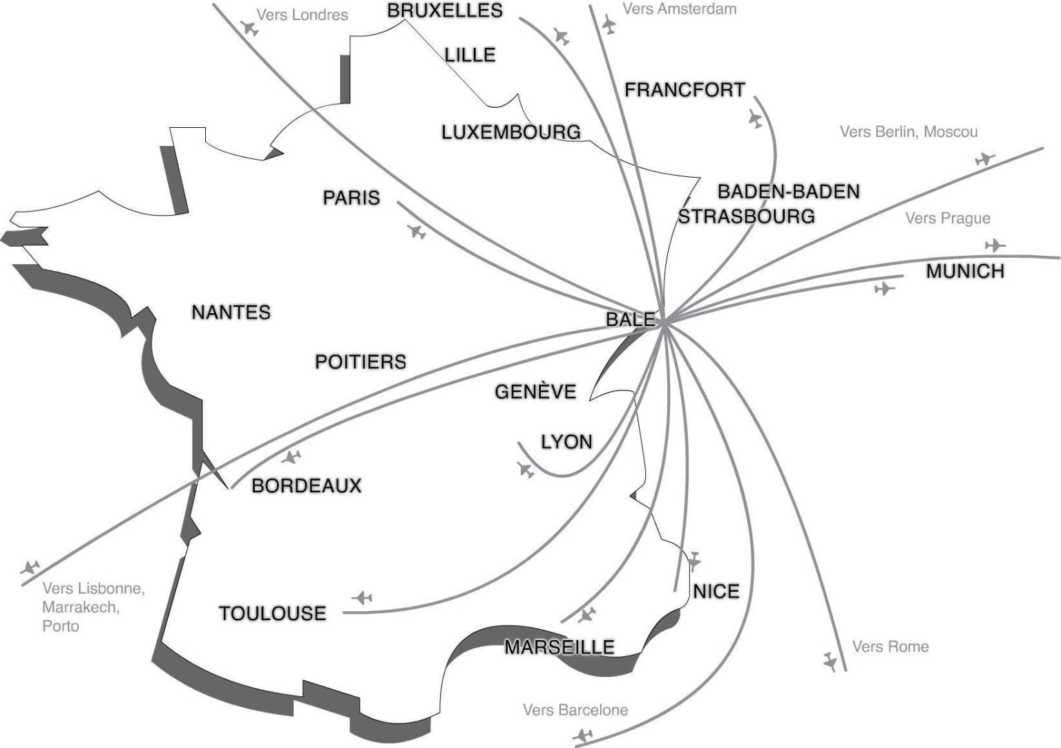 Carte aérienne en direction de Strasbourg hotel strasbourg centre